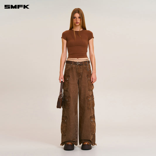 RAGE WILD ORIGIN HANDCRAFT DRIP DYED TOWER CARGO PANTS/ SHADOW BROWN
