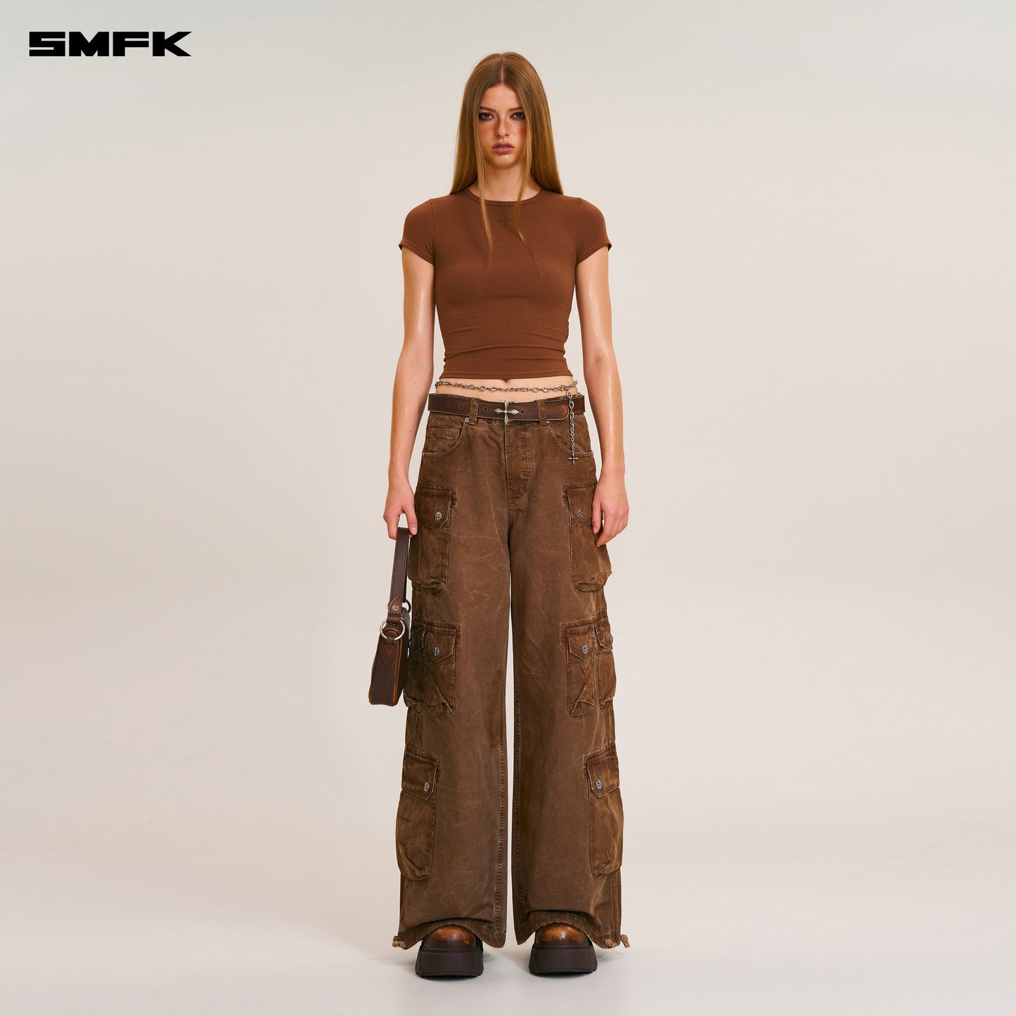 RAGE WILD ORIGIN HANDCRAFT DRIP DYED TOWER CARGO PANTS/ SHADOW BROWN