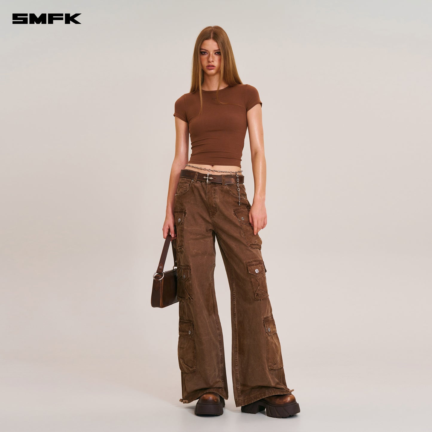 RAGE WILD ORIGIN HANDCRAFT DRIP DYED TOWER CARGO PANTS/ SHADOW BROWN