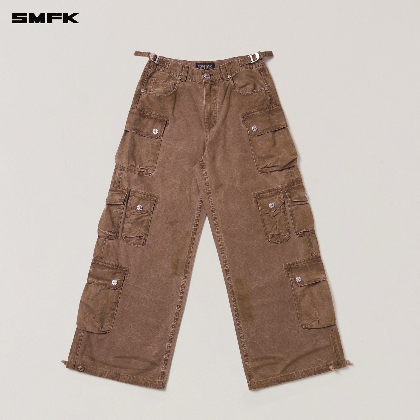 RAGE WILD ORIGIN HANDCRAFT DRIP DYED TOWER CARGO PANTS/ SHADOW BROWN