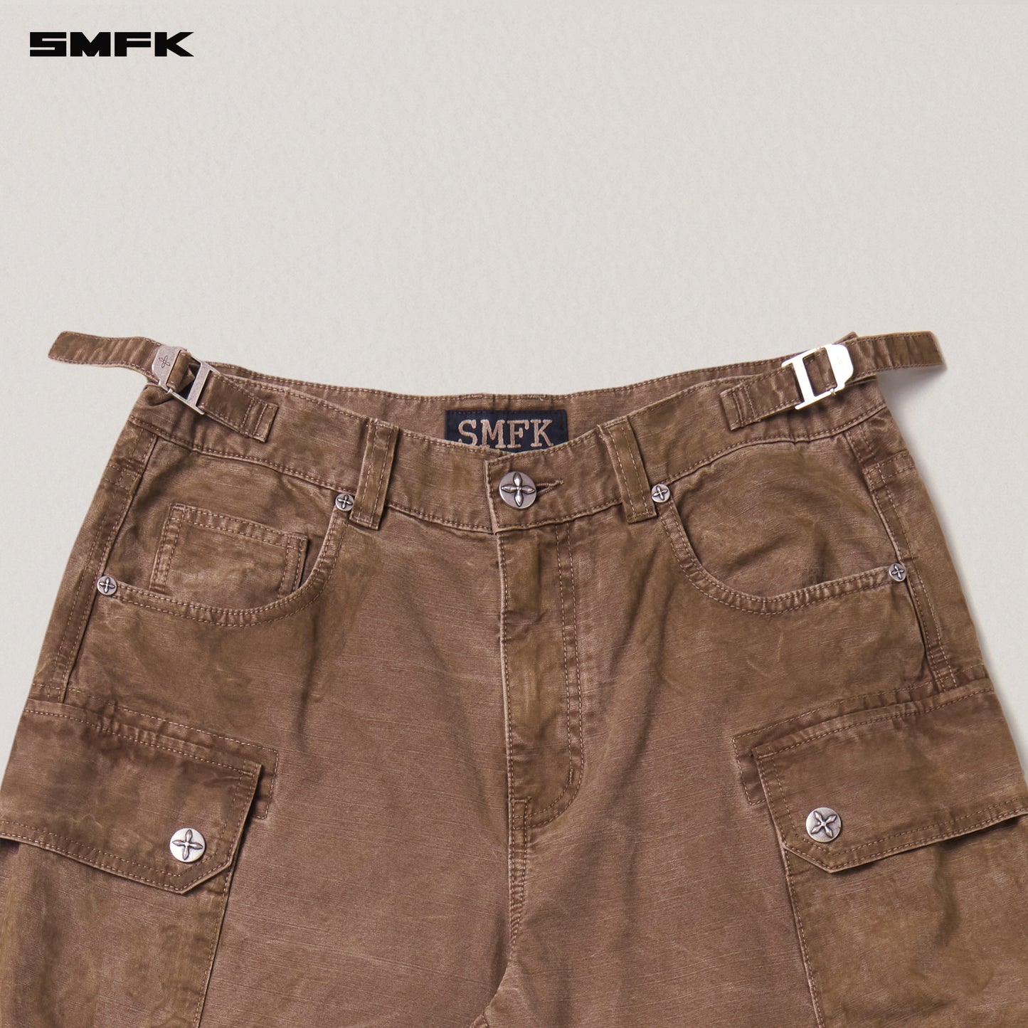 RAGE WILD ORIGIN HANDCRAFT DRIP DYED TOWER CARGO PANTS/ SHADOW BROWN