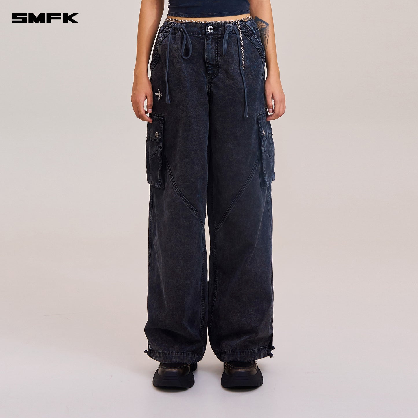 RAGE-WILD ORIGIN HANDCRAFT LOOSE PARA PANTS/GARMENT DYED/ WILD BLACK