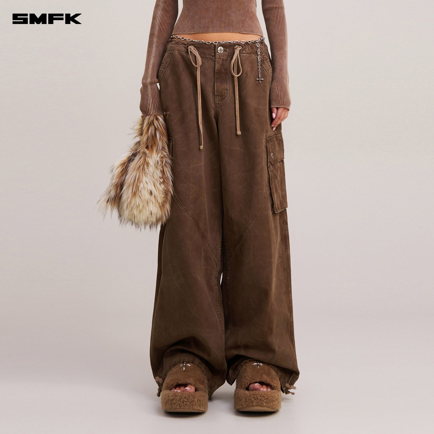 RAGE-WILD ORIGIN HANDCRAFT LOOSE PARA PANTS/GARMENT DYED/ SHADOW BROWN
