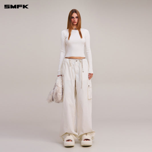 RAGE-WILD ORIGIN HANDCRAFT LOOSE PARA PANTS/GARMENT DYED/ SNOW MOUNTAIN WHITE