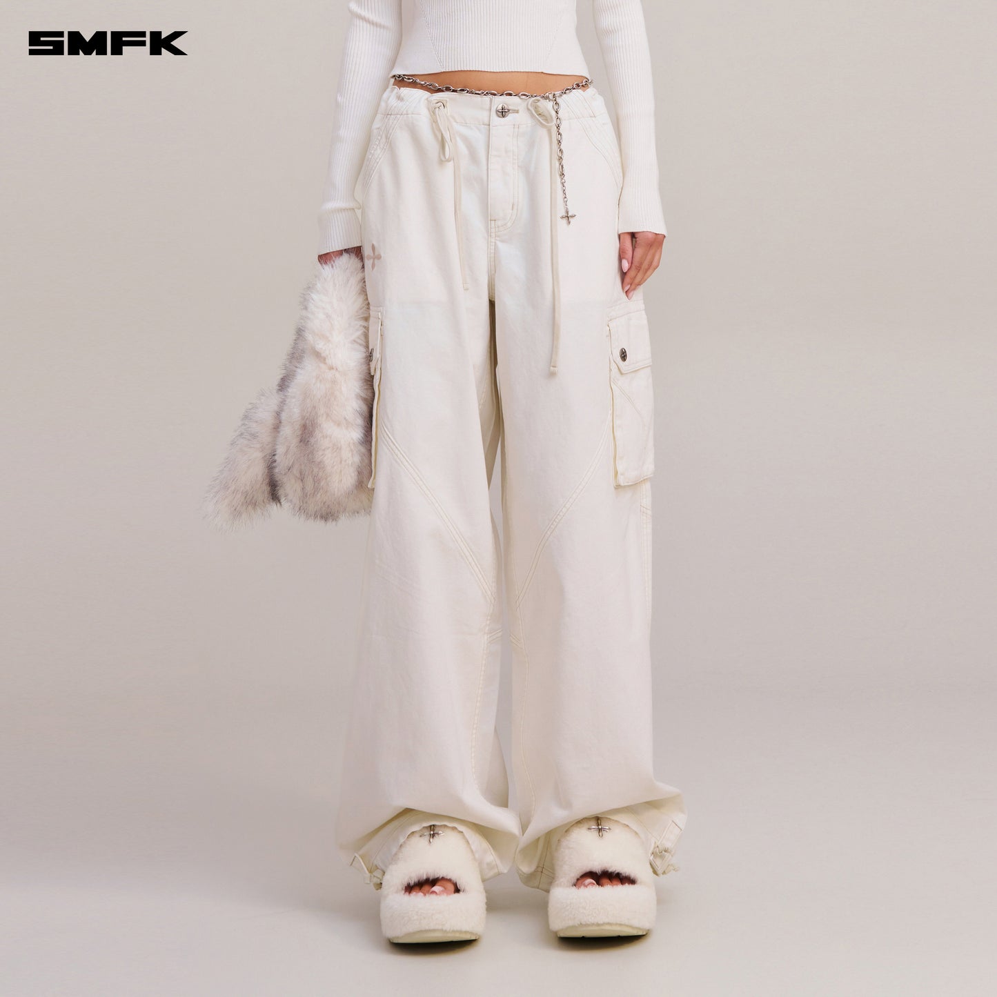 RAGE-WILD ORIGIN HANDCRAFT LOOSE PARA PANTS/GARMENT DYED/ SNOW MOUNTAIN WHITE