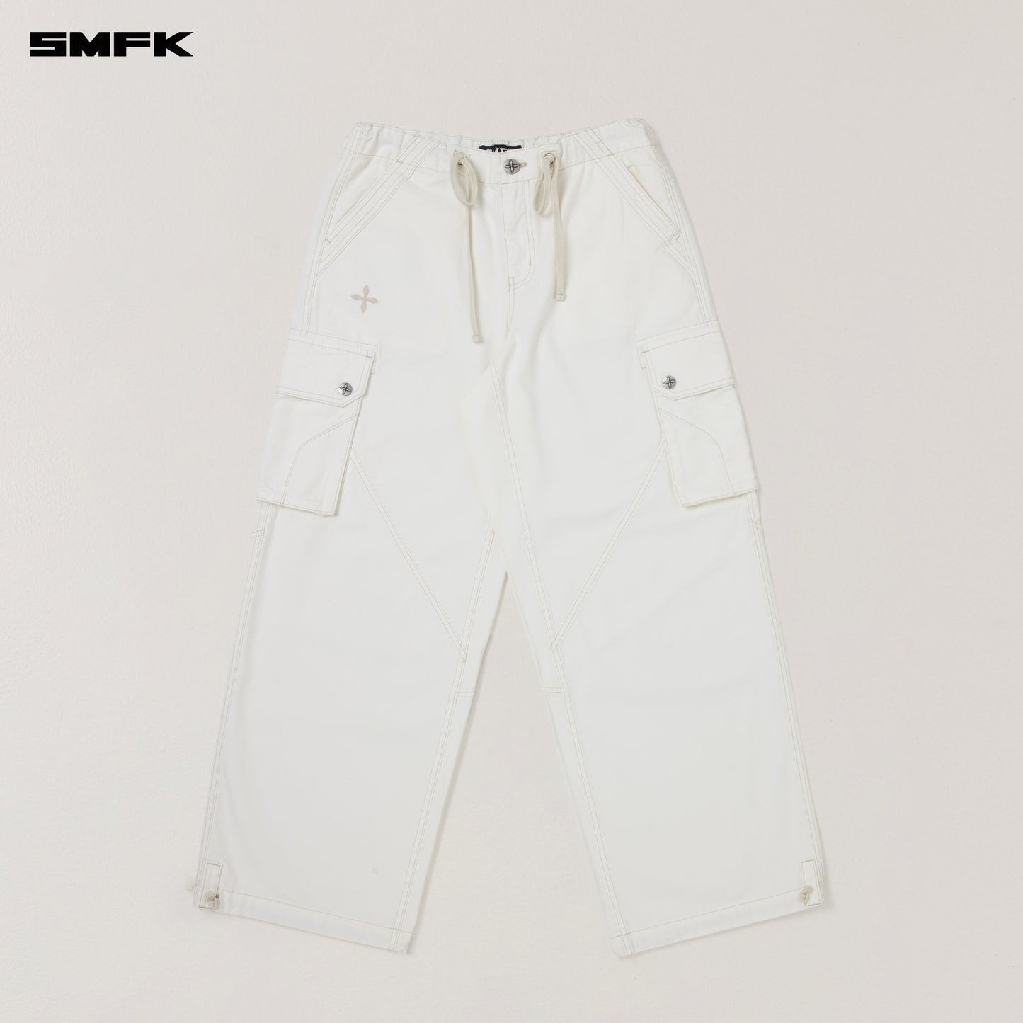RAGE-WILD ORIGIN HANDCRAFT LOOSE PARA PANTS/GARMENT DYED/ SNOW MOUNTAIN WHITE