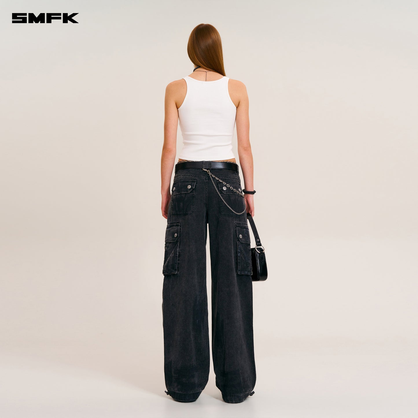 RAGE-WILD ORIGIN HANDCRAFT LOOSE STRAIGHT CARGO PANTS/GARMENT DYED/ WILD BLACK