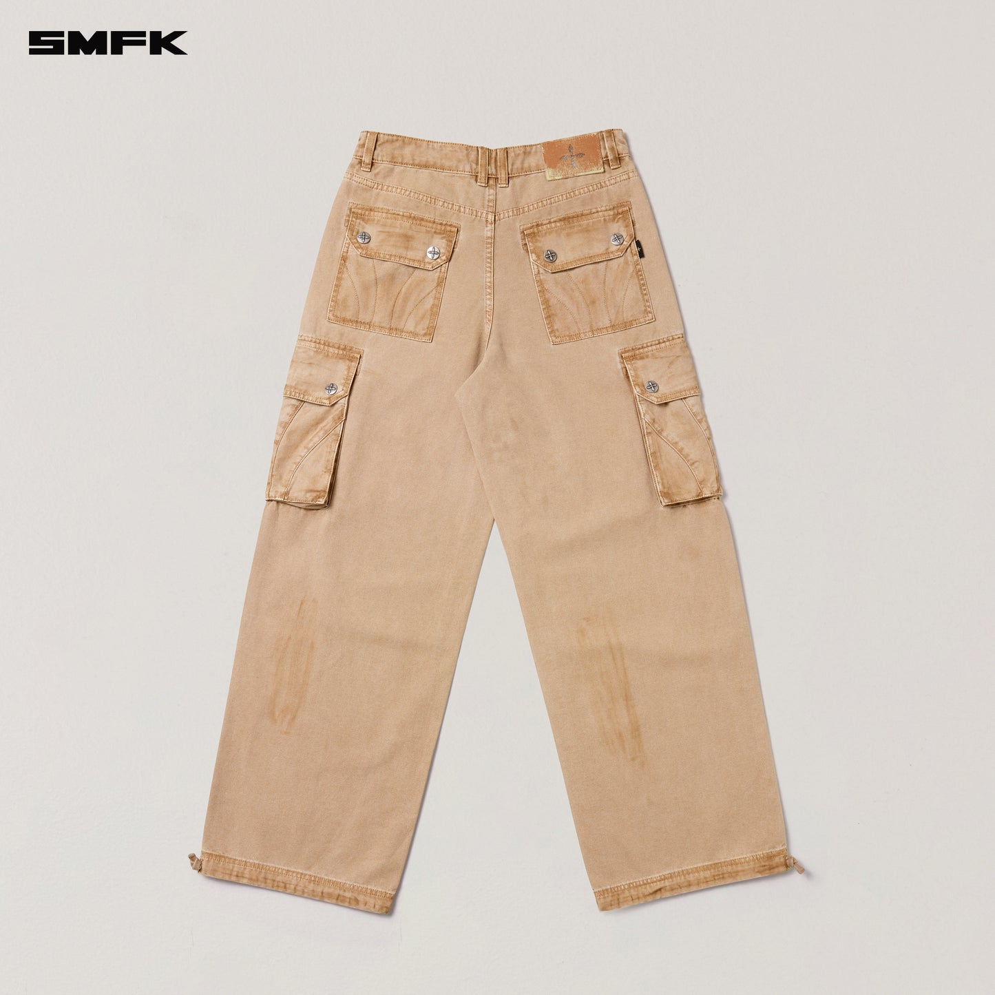 RAGE-WILD ORIGIN HANDCRAFT LOOSE STRAIGHT CARGO PANTS/GARMENT DYED/ SAND