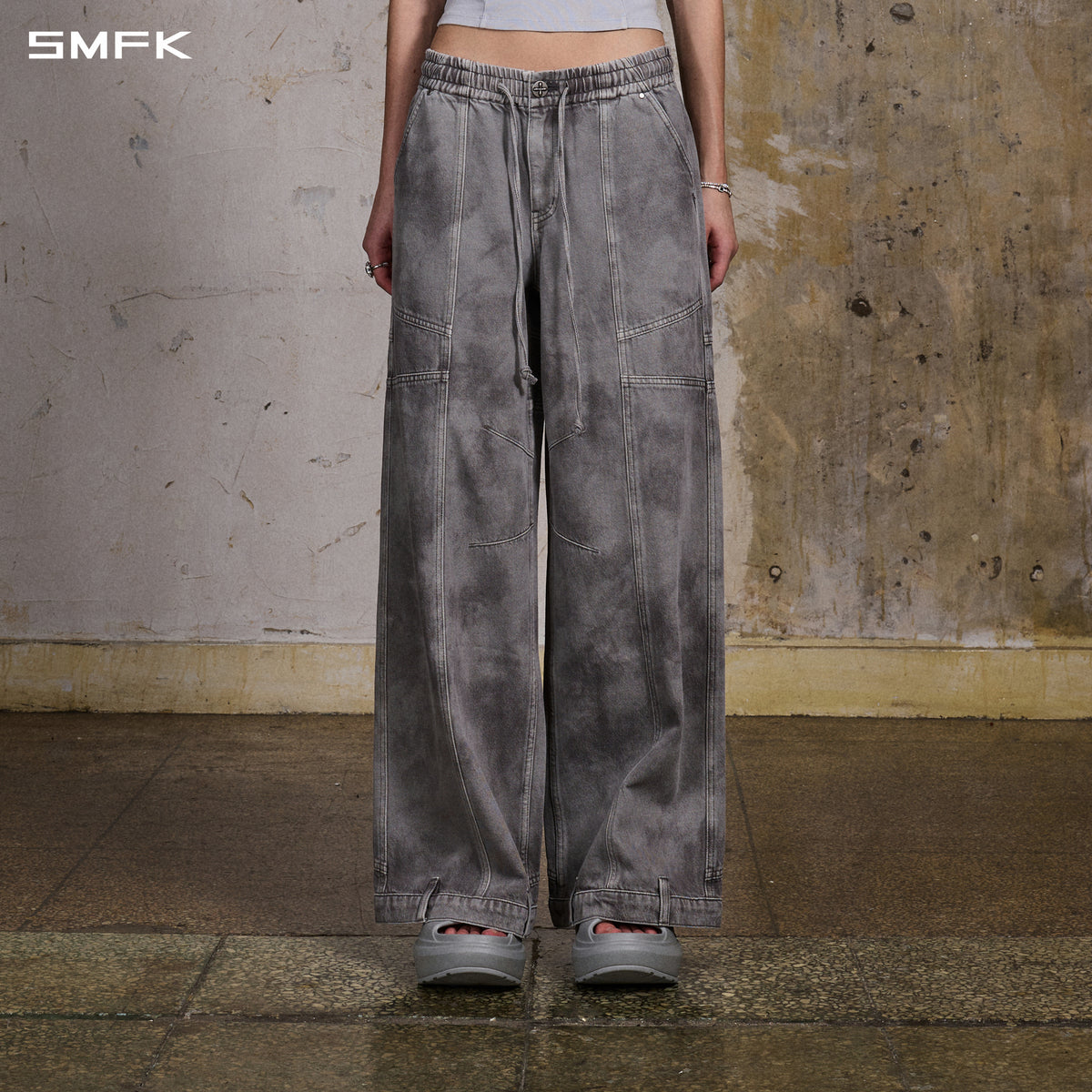 WILD  UPSIDE DOWN DENIM SPORTS PANTS/DENIM ANTIQUE TREATMENT/W