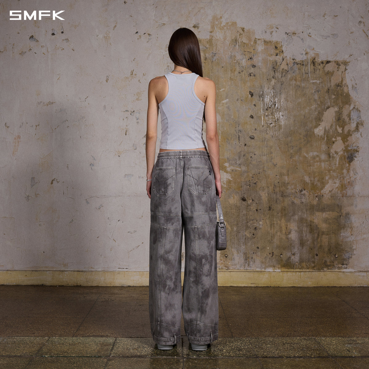 WILD  UPSIDE DOWN DENIM SPORTS PANTS/DENIM ANTIQUE TREATMENT/W