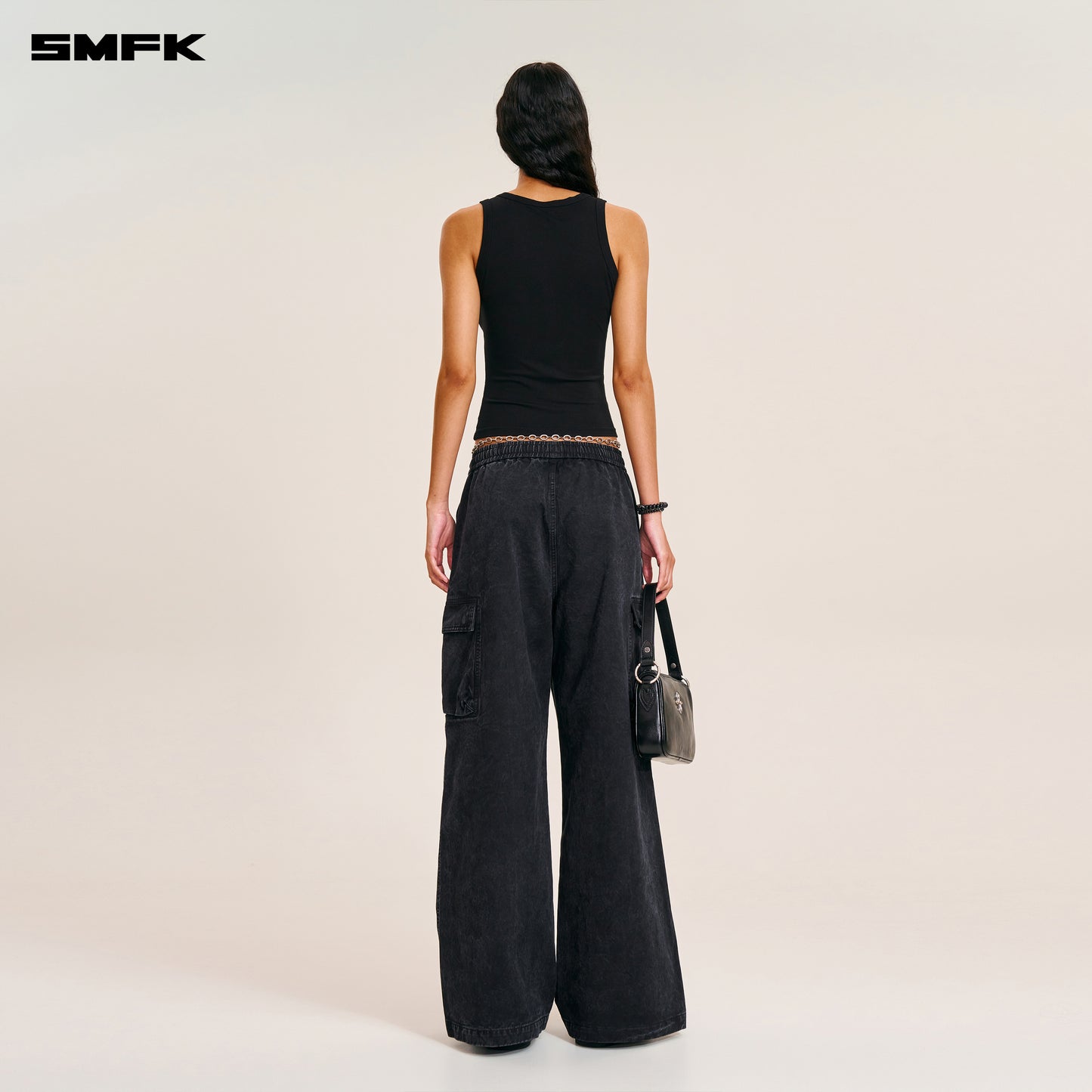 VINTAGE-STORM LOOSE SPORTS CARGO PANTS/FADE DYE/ WILD BLACK