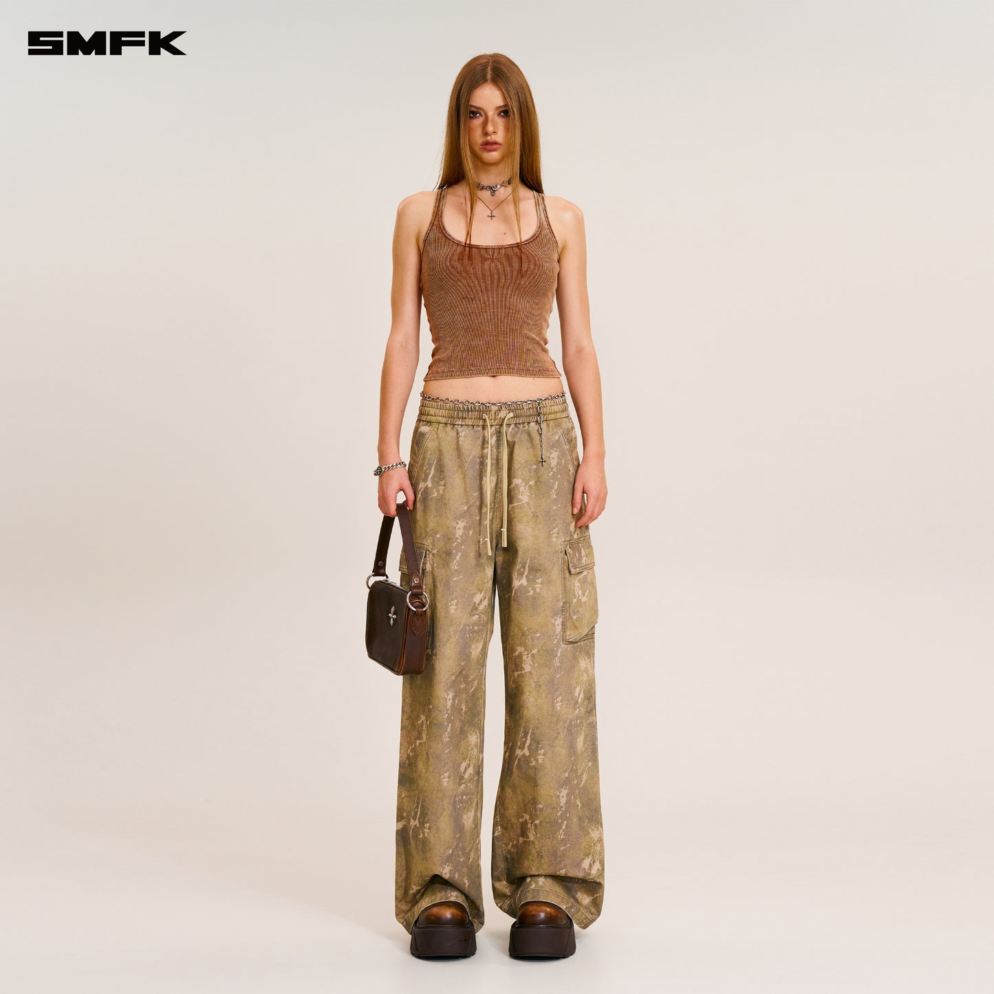VINTAGE-STORM LOOSE SPORTS CARGO PANTS/FADE DYE/ HURRICANE CAMOUFLAGE
