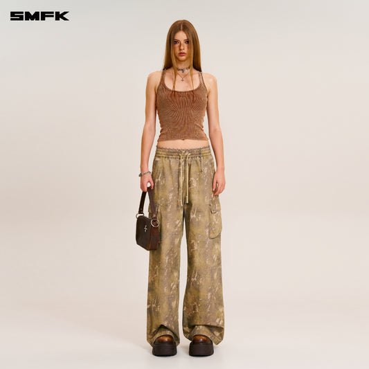 VINTAGE-STORM LOOSE SPORTS CARGO PANTS/FADE DYE/ HURRICANE CAMOUFLAGE