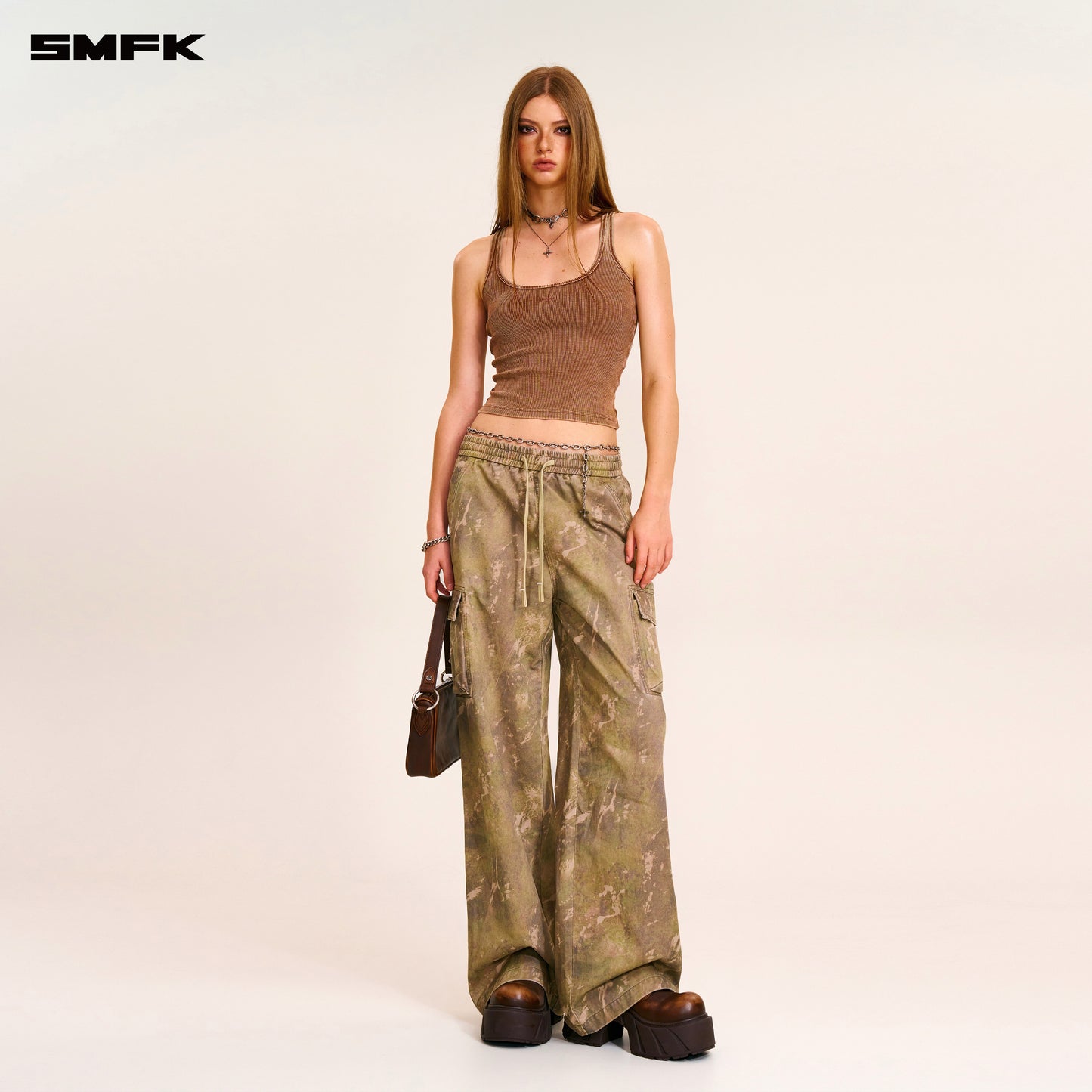 VINTAGE-STORM LOOSE SPORTS CARGO PANTS/FADE DYE/ HURRICANE CAMOUFLAGE