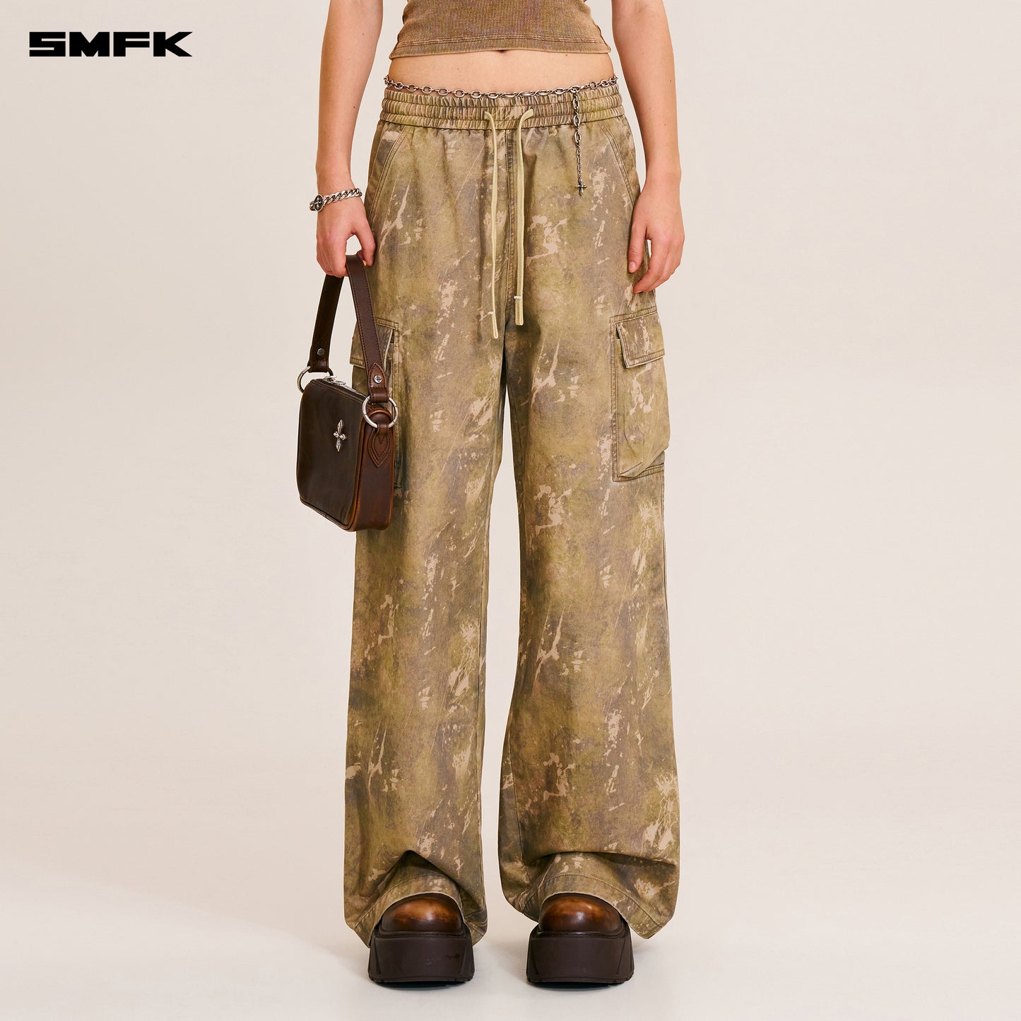 VINTAGE-STORM LOOSE SPORTS CARGO PANTS/FADE DYE/ HURRICANE CAMOUFLAGE