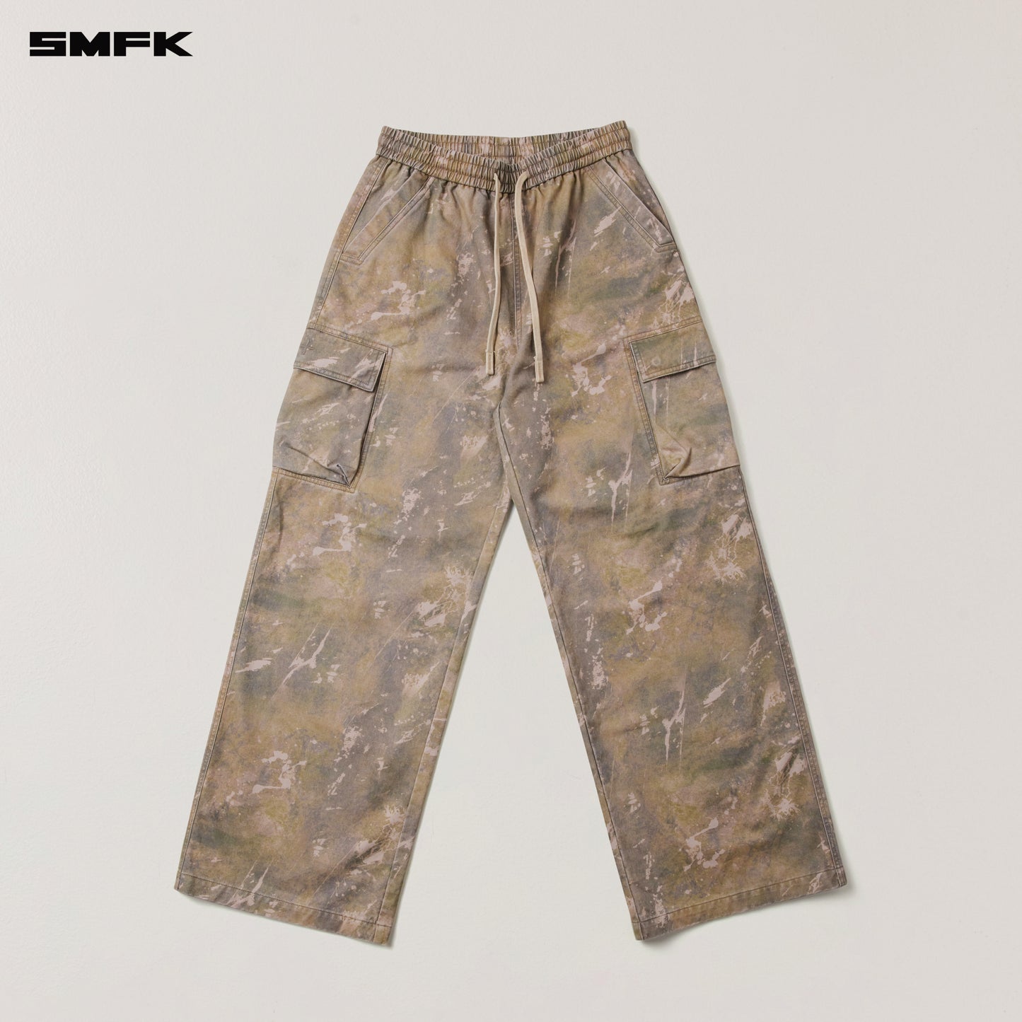 VINTAGE-STORM LOOSE SPORTS CARGO PANTS/FADE DYE/ HURRICANE CAMOUFLAGE