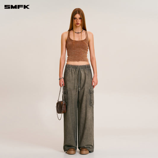 VINTAGE-STORM LOOSE SPORTS CARGO PANTS/FADE DYE/ WILD BROWN