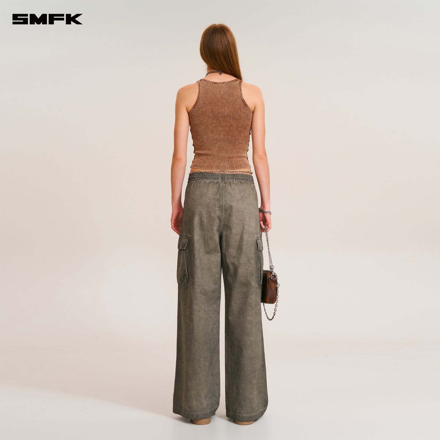 VINTAGE-STORM LOOSE SPORTS CARGO PANTS/FADE DYE/ WILD BROWN