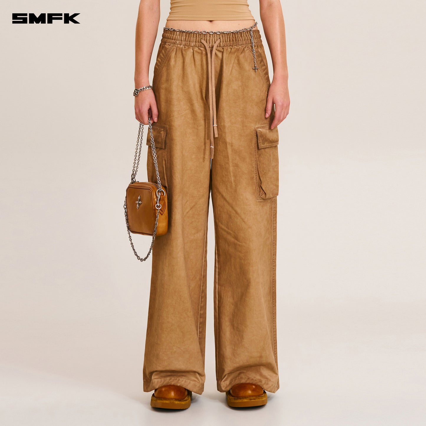 VINTAGE-STORM LOOSE SPORTS CARGO PANTS/FADE DYE/ FADING DESERT