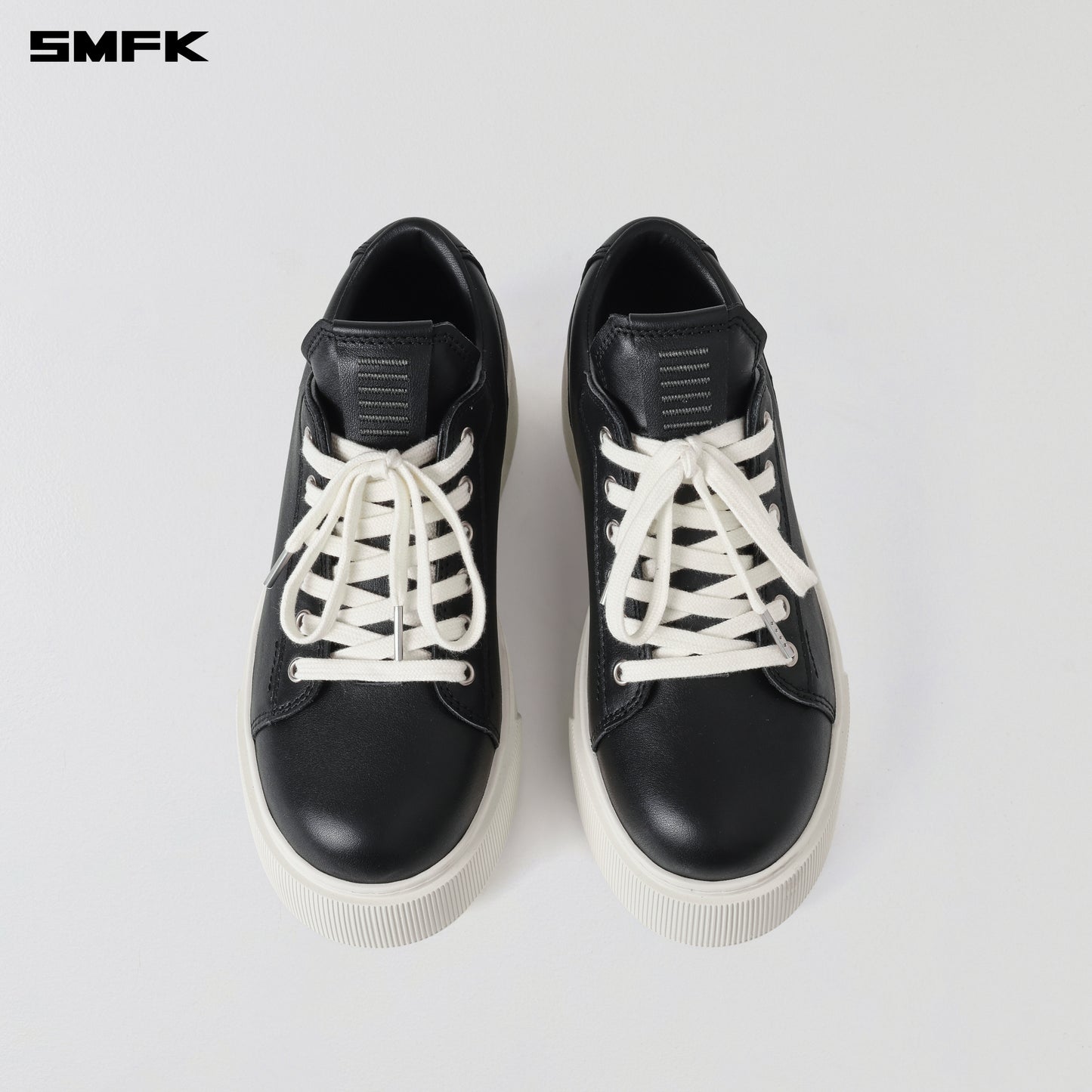 COMPASS MODE THICK LEATHER SNEAKER/COW LEATHER BLACK WHITE