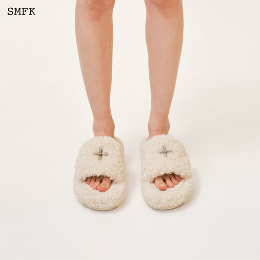 COMPASS WOOLLY white velvet furry slippers women's shoes white velvet