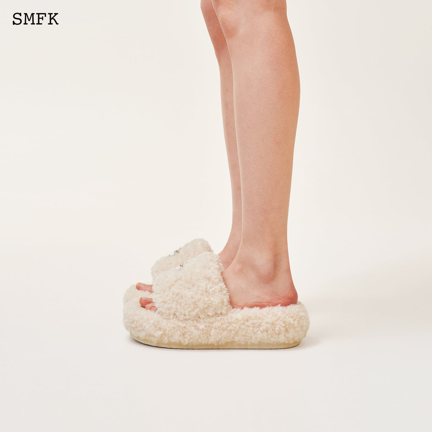 COMPASS WOOLLY white velvet furry slippers women's shoes white velvet