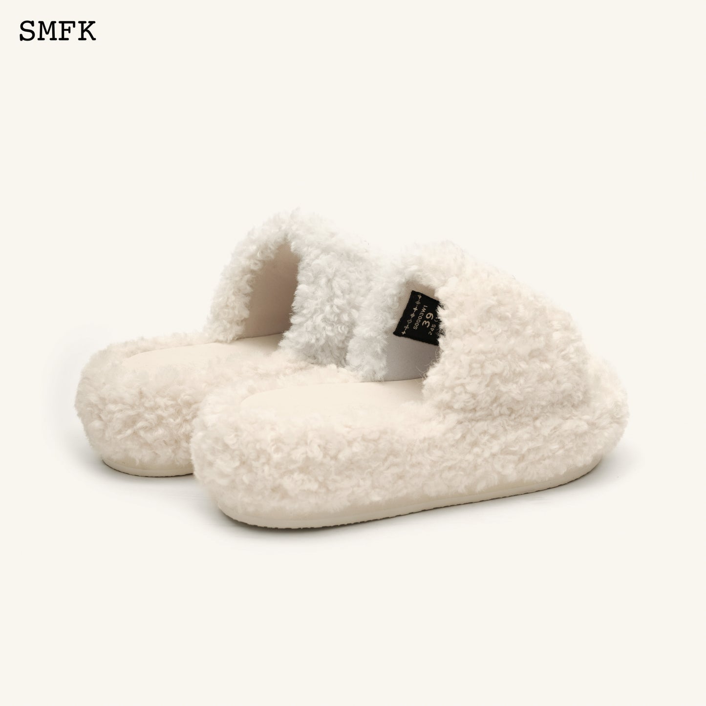 COMPASS WOOLLY white velvet furry slippers women's shoes white velvet