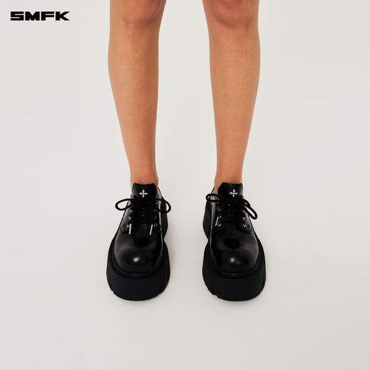 Future Mirage High Heeled Leather Derbies Wild Black