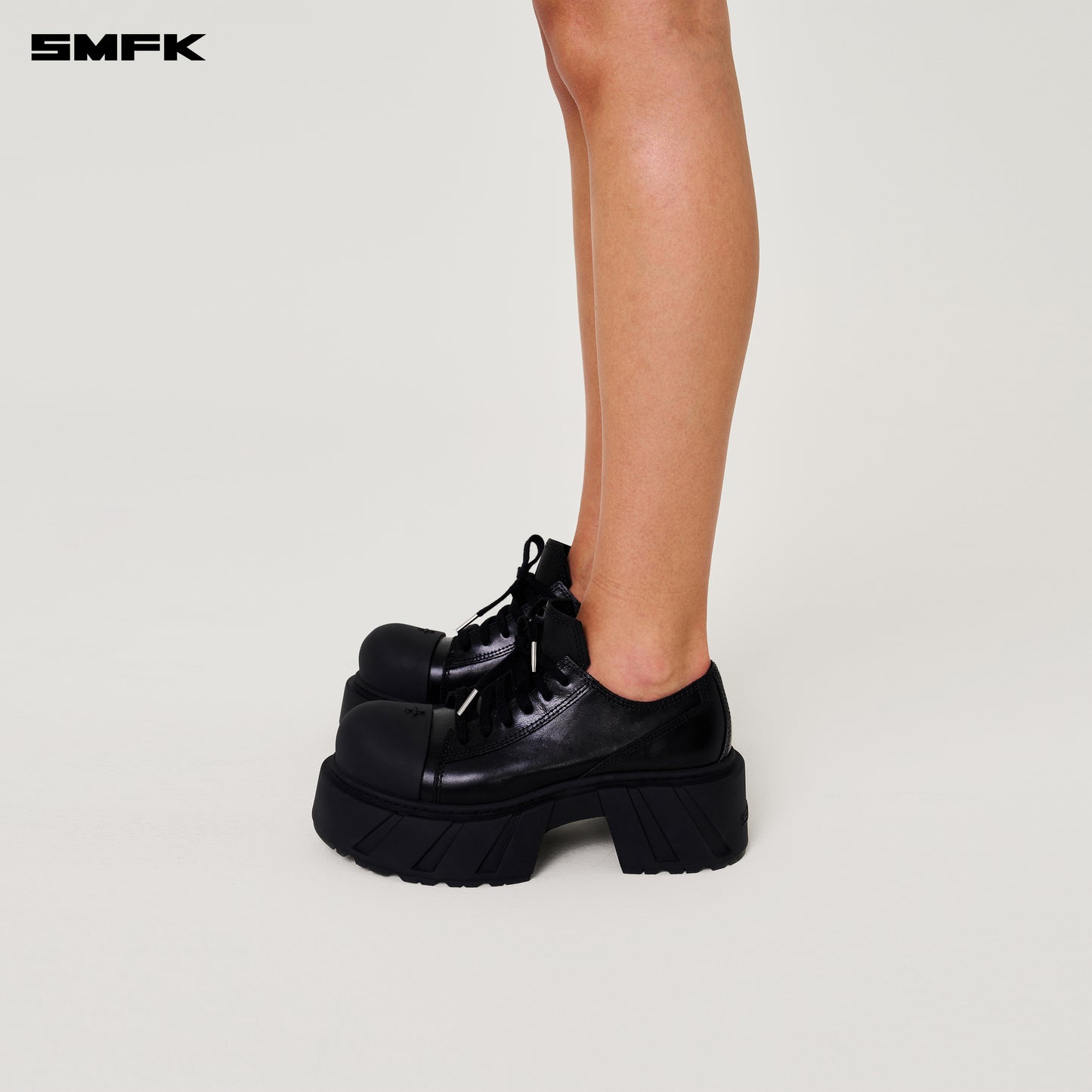 Future Mirage High Heeled Leather Sneakers Wild Black