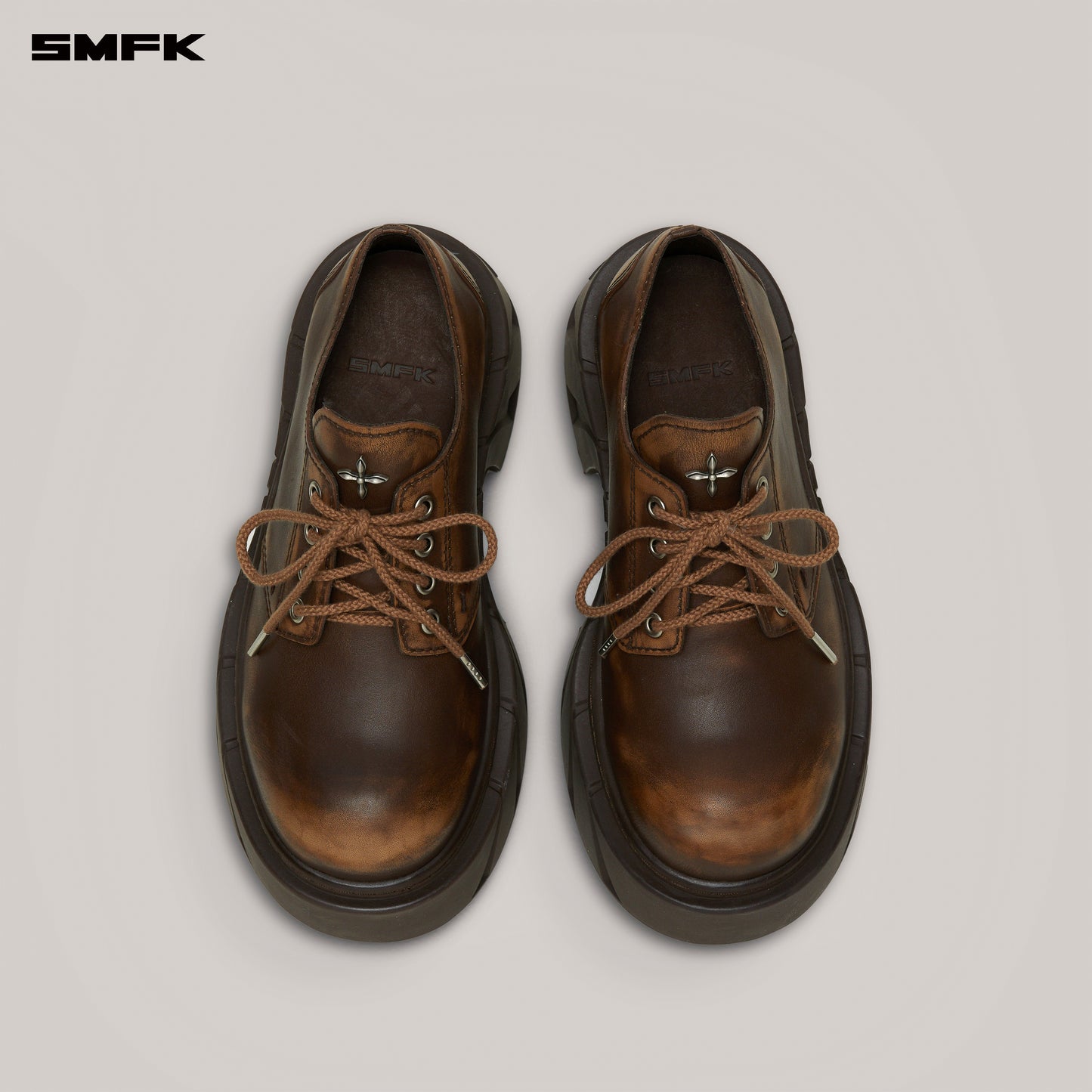 FUTURE MIRAGE LEATHER HIGH HEEL DERBY PATINA WILD HORSE BROWN PATINA