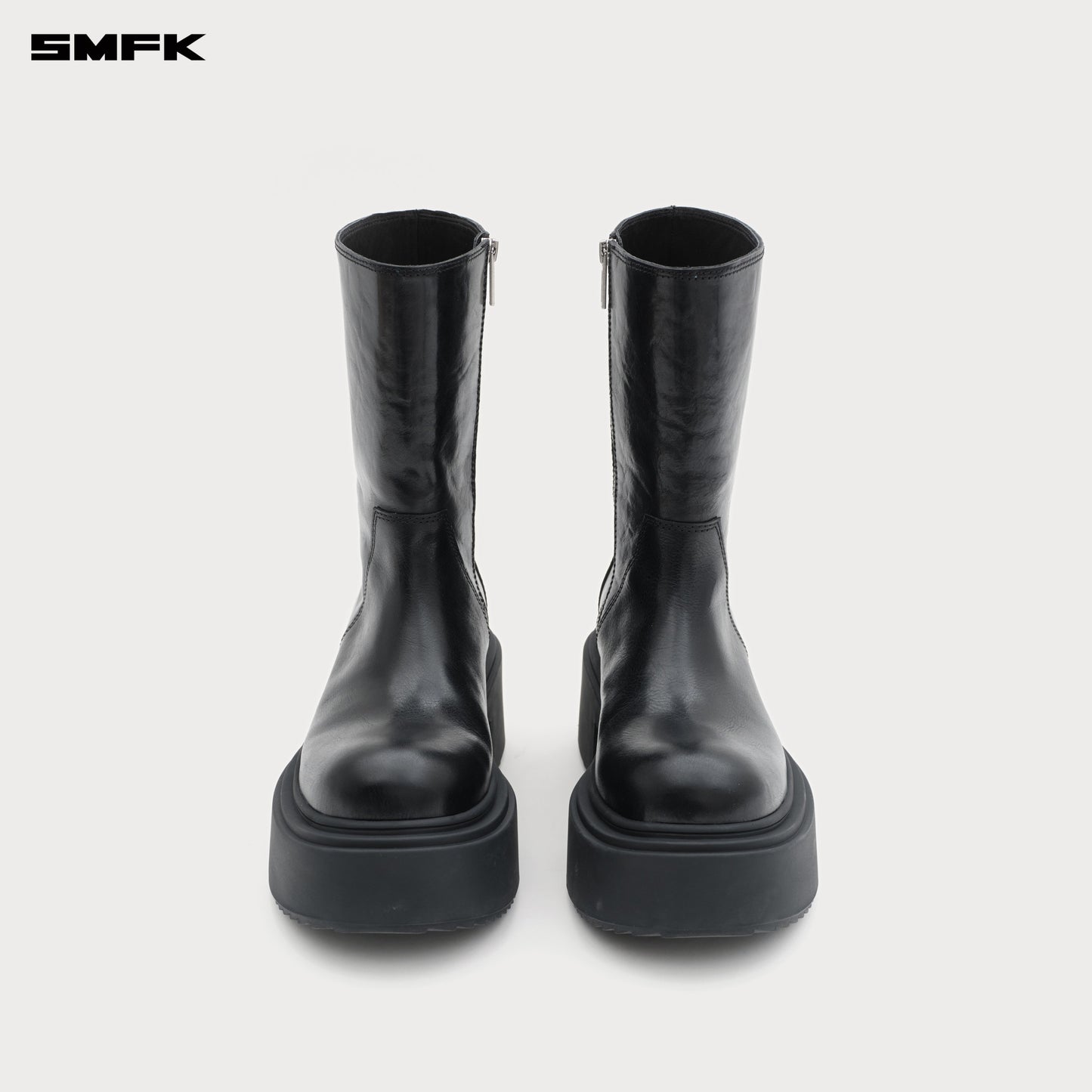 Compass Mode Statue Leather Riding Boots Wild Black