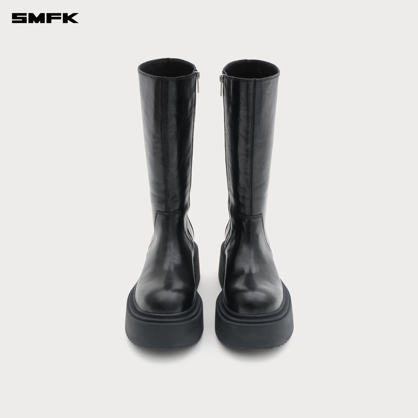 Compass Mode Statue Leather High Riding Boots Wild Black