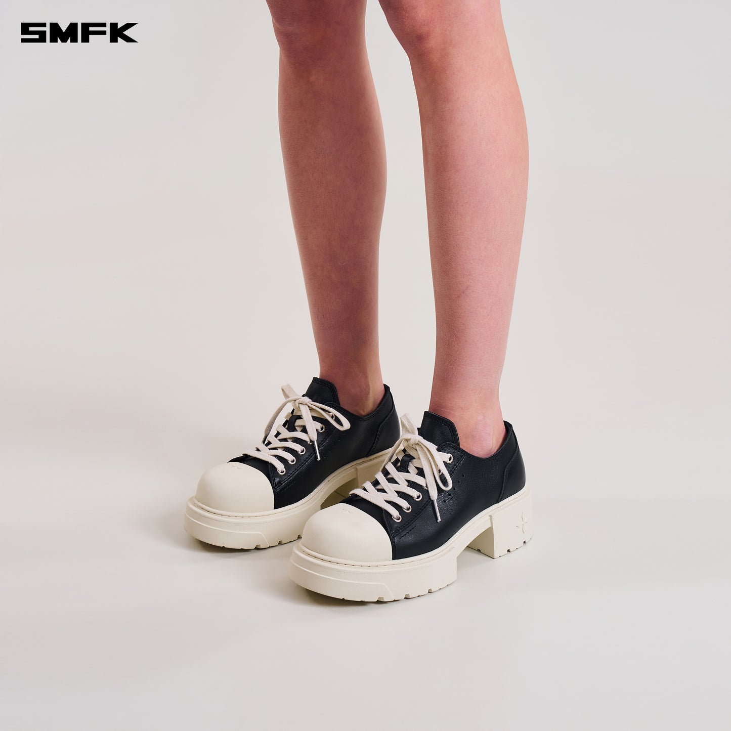 COMPASS MODE MIX THICK SNEAKER/LEATHER/ BLACK WHITE