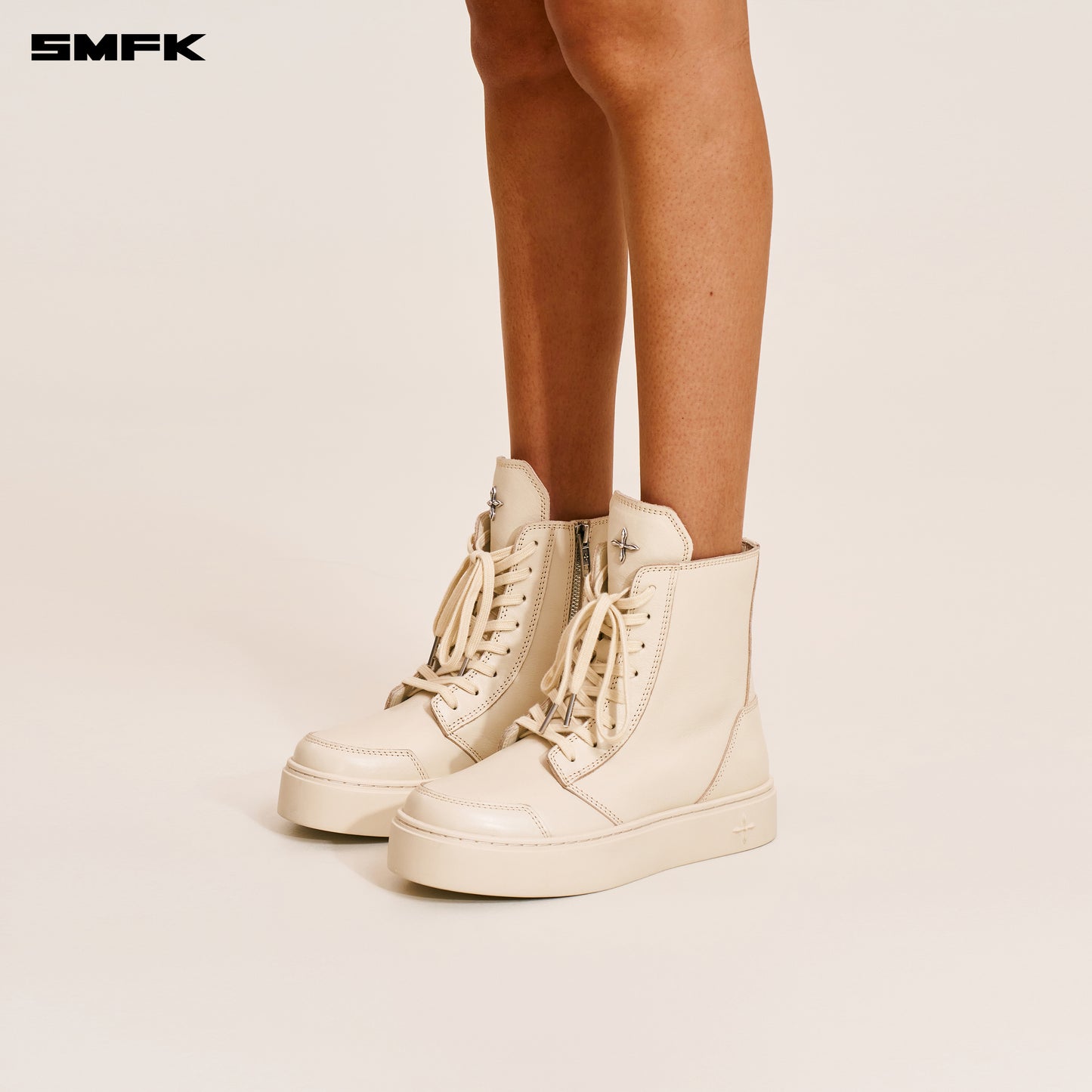COMPASS RUSH LEATHER SNEAKER/HIGH/ SNOW MOUNTAIN WHITE