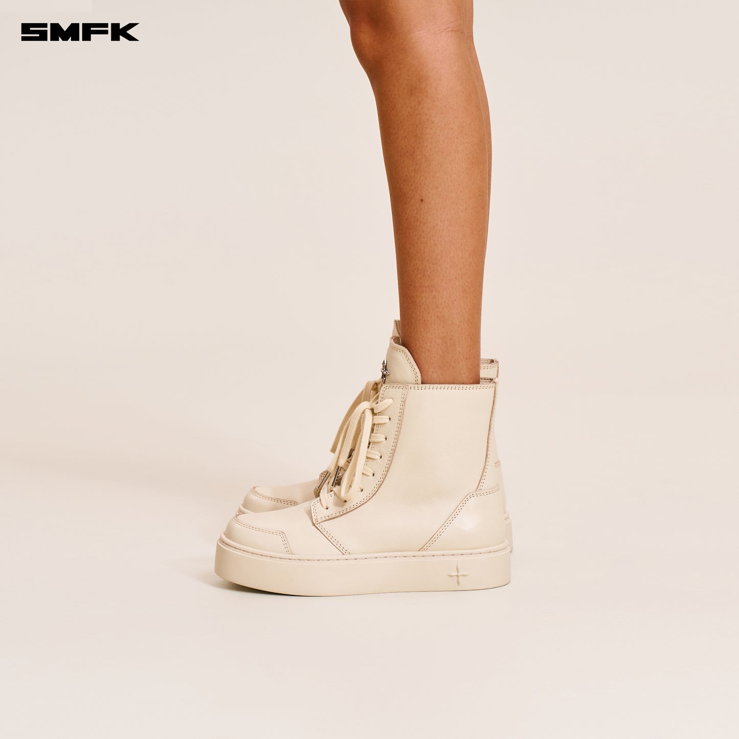 COMPASS RUSH LEATHER SNEAKER/HIGH/ SNOW MOUNTAIN WHITE