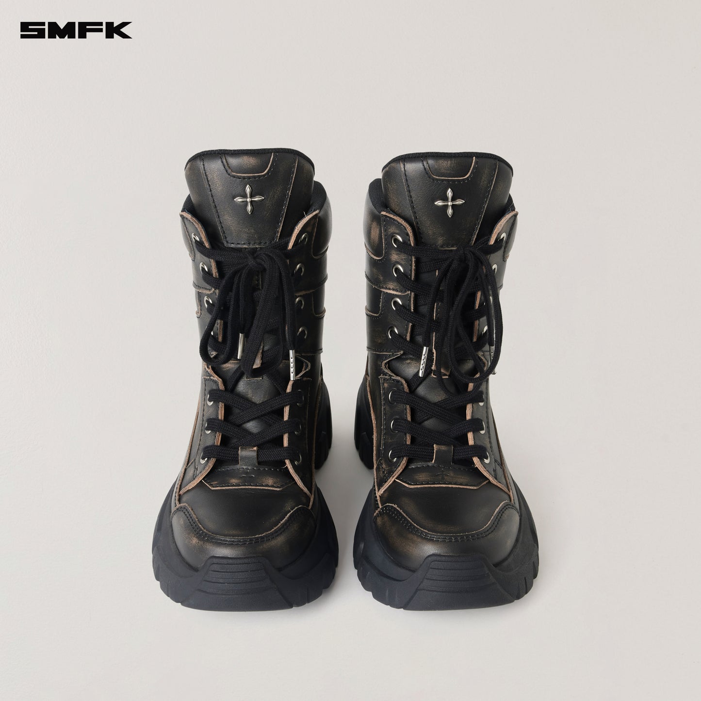 VINTAGE-WILD WIND LEATHER HIKE BOOTS/PATINA WILD BLACK PATINA