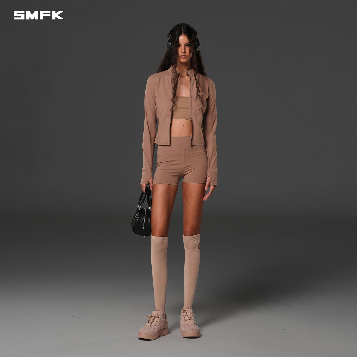 FOCUS GYM JACKET/Lycra Nylon - WILD BROWN
