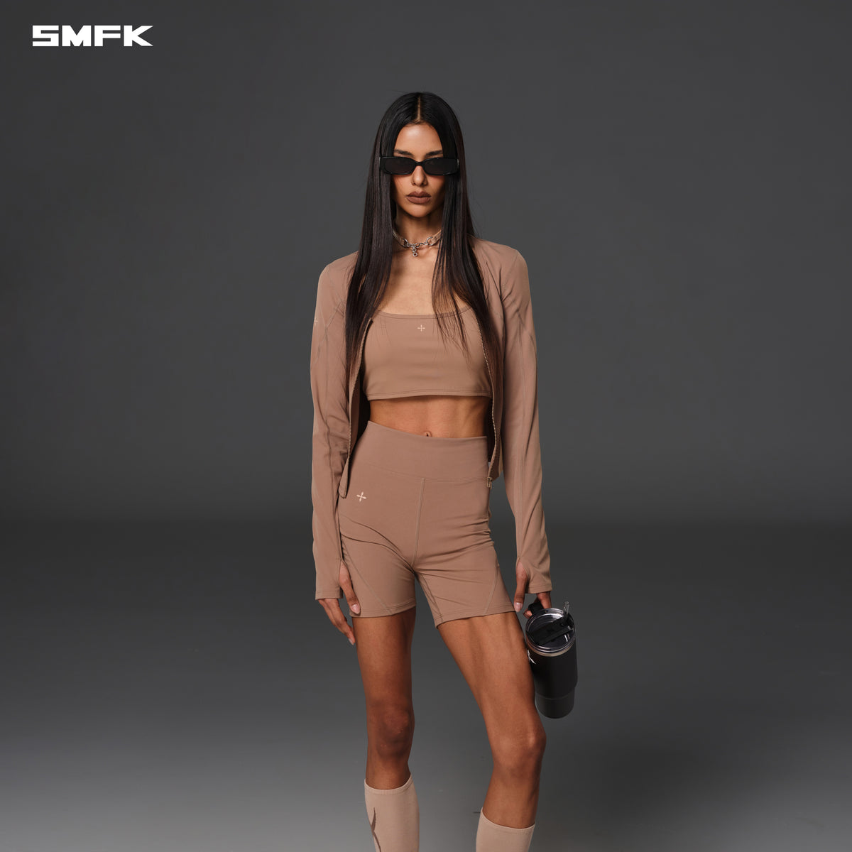 FOCUS GYM CARDIGAN/Lycra Nylon WILD BROWN