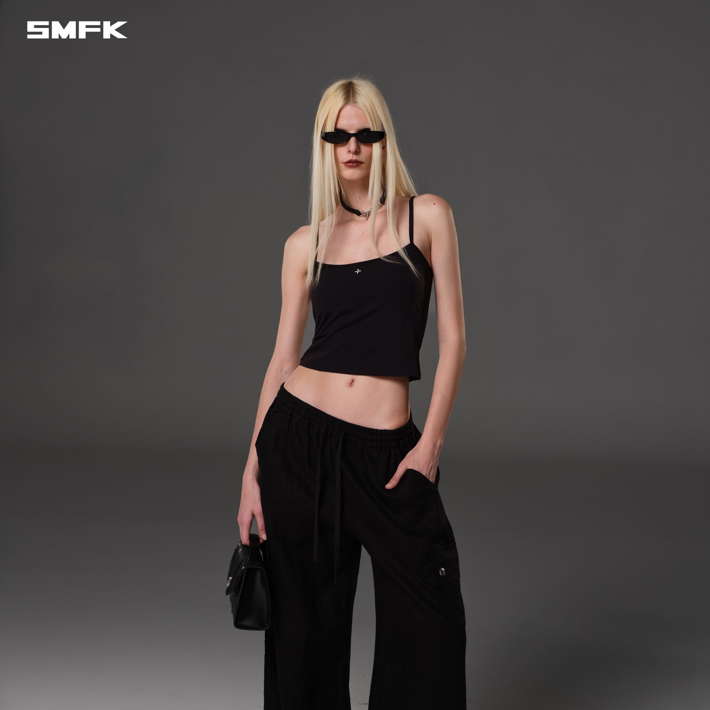 FOCUS GYM CAMISOLE/Lycra Nylon - WILD BLACK