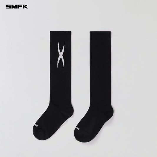POISE MIDDLE SPORTS SOCKS/LONG-STAPLE COTTON+LYCRA - WILD BLACK