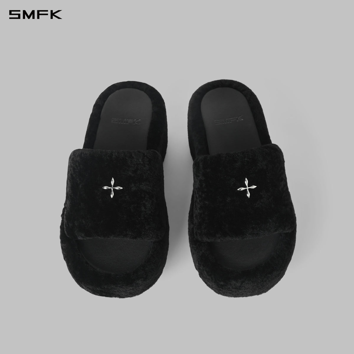 PRISM WORLD SHEARLING HEELED SLIDES
