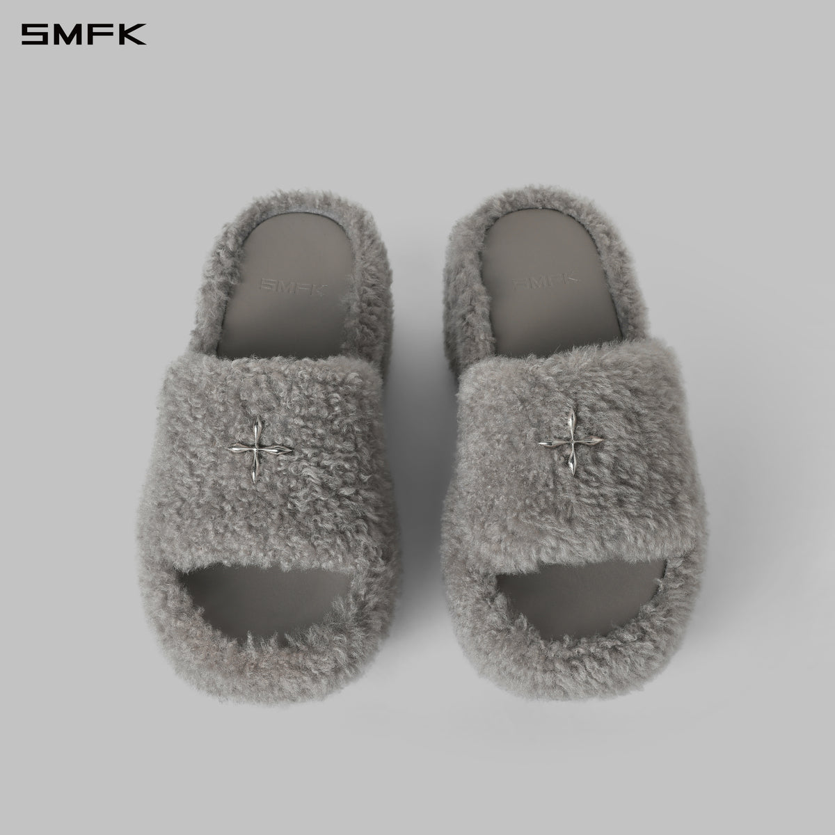 PRISM WORLD SHEARLING HEELED SLIDES