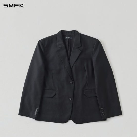 MYTH AEOLUS MUTATION LOOSE DOUBLE SUIT/WOOL+POLYESTER/U MIDNIGHT BLACK
