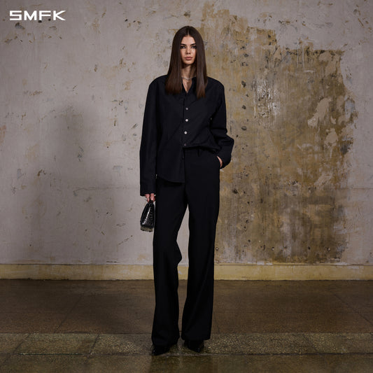 MIRAGE SIREN MIST LOOSE FORMAL PANTS/POLYESTER + WOOL/W