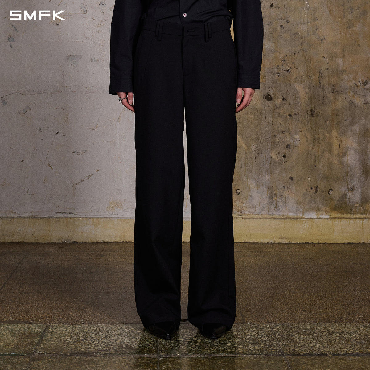 MIRAGE SIREN MIST LOOSE FORMAL PANTS/POLYESTER + WOOL/W