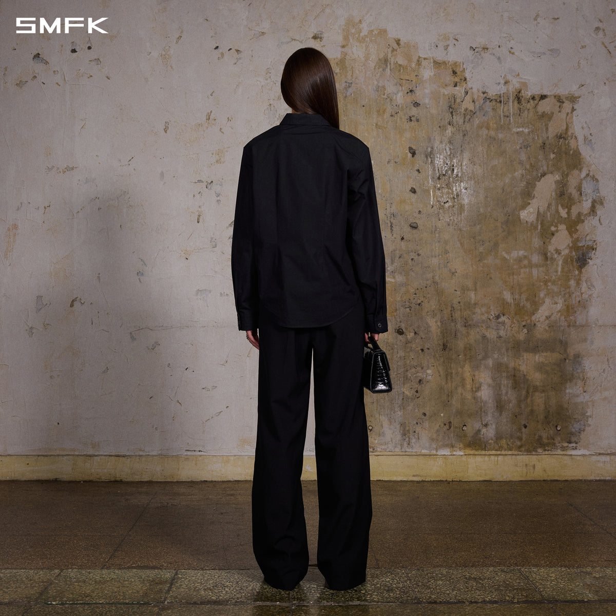 MIRAGE SIREN MIST LOOSE FORMAL PANTS/POLYESTER + WOOL/W