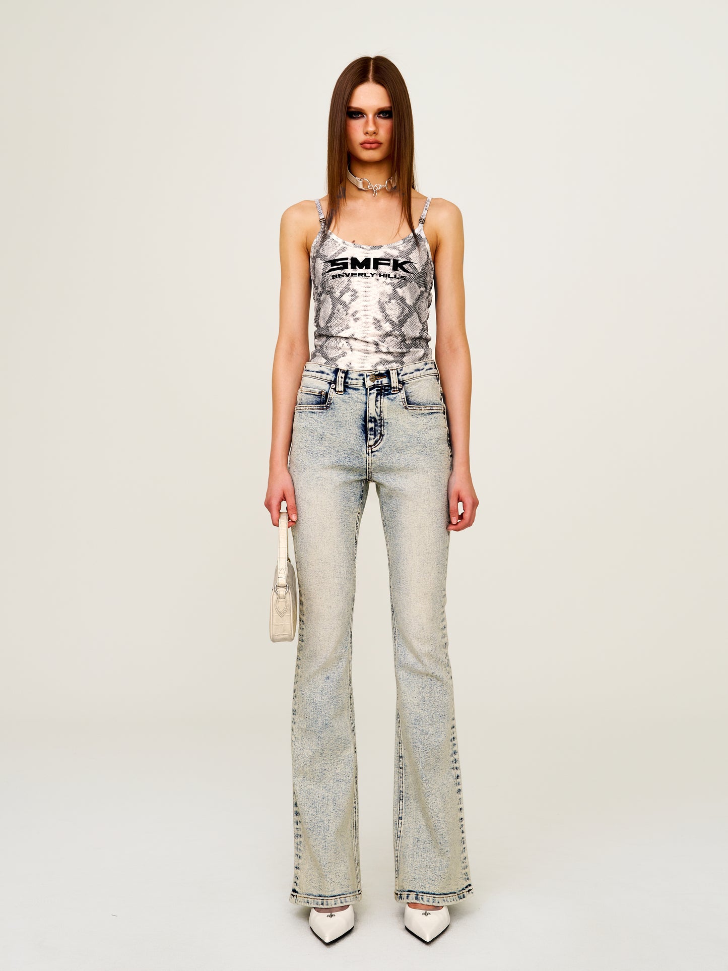 Future Mirage Serpent Print Sports Strap Top (Beverly Hills Edition) White Serpent