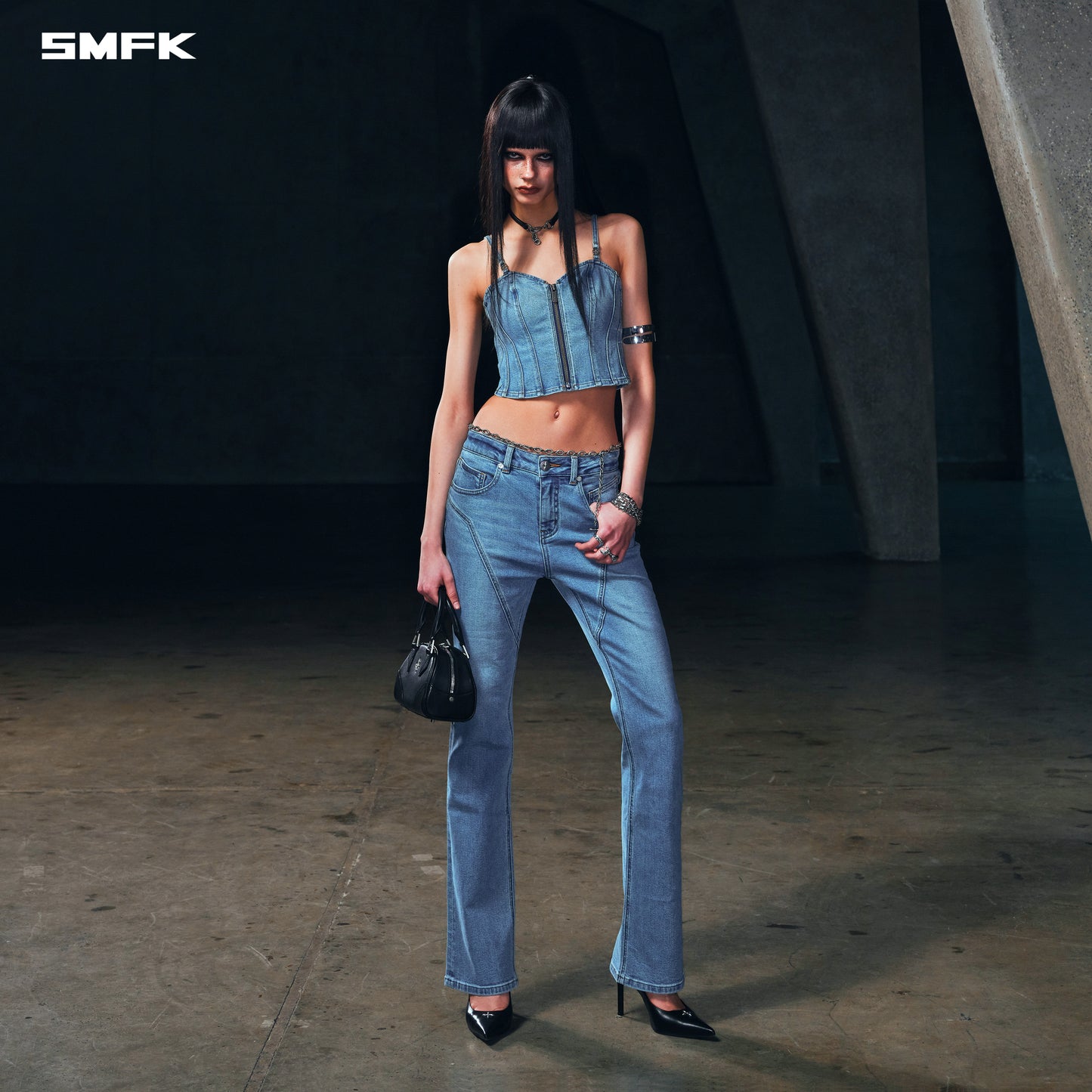 WILD MIRAGE SLIM DENIM CAMISOLE/E-COTTON