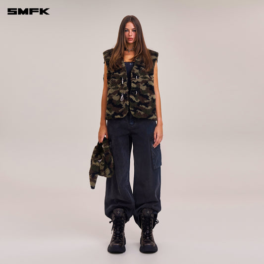 COMPASS MODE ROVE WOOL JACQUARD CAMO LOOSE TANK/ ARMY GREEN CAMOUFLAGE