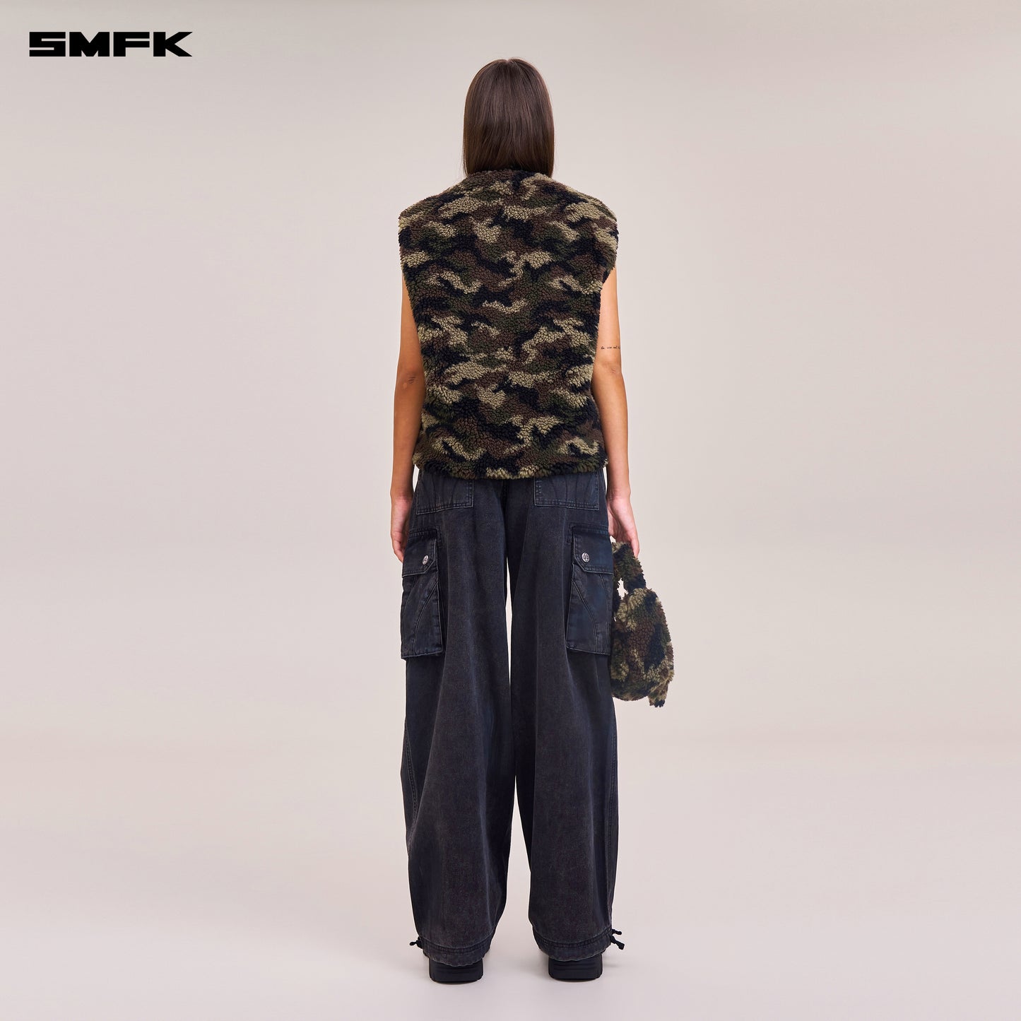 COMPASS MODE ROVE WOOL JACQUARD CAMO LOOSE TANK/ ARMY GREEN CAMOUFLAGE